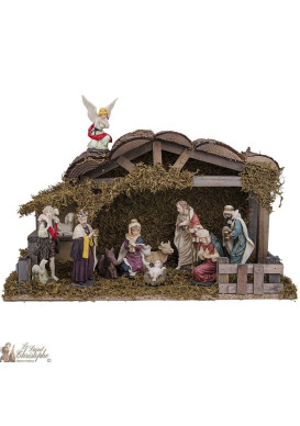 CRECHE 11 PERSONNAGES AVEC ETABLE
