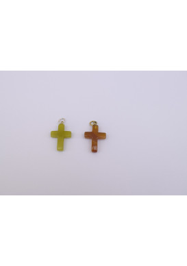 AGATE CROIX AVEC BELIERE 32 MM OCRE OU VERT