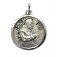 MEDAILLE PADRE PIO argent 18 mm