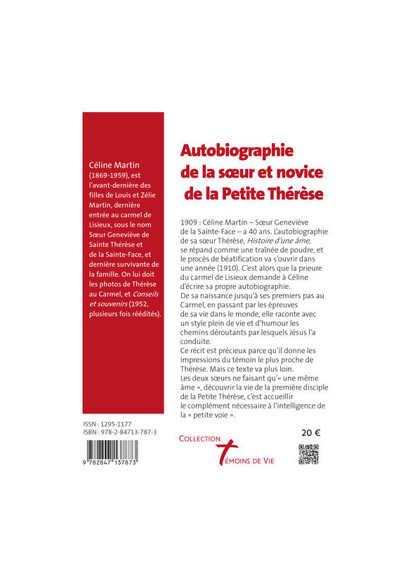 Autobiographie de la soeur et novice de la petite thérèse