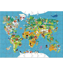 puzzle carte illustrée du monde