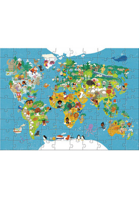 puzzle carte illustrée du monde