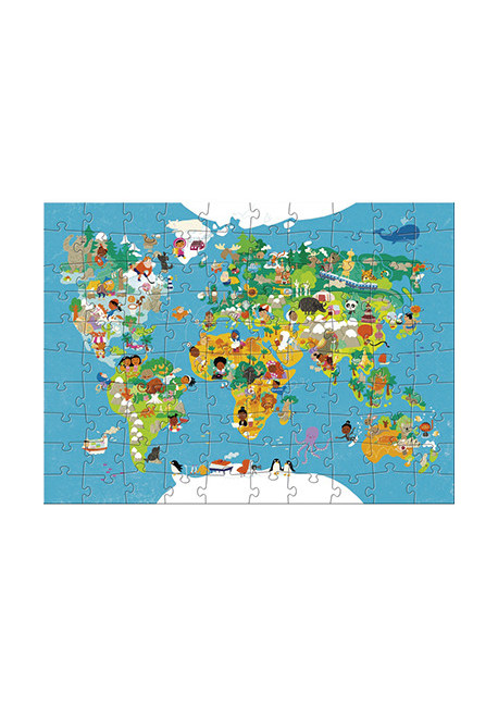 puzzle carte illustrée du monde