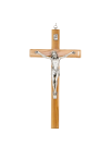 CRUCIFIX EN BOIS D'OLIVIER COULEUR ARGENTE HT 16