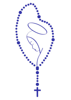 Autocollant transparent Vierge et chapelet, couleur Bleu