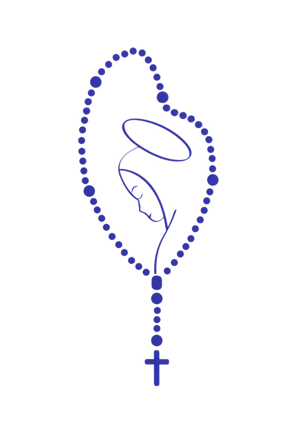 Autocollant transparent Vierge et chapelet, couleur Bleu