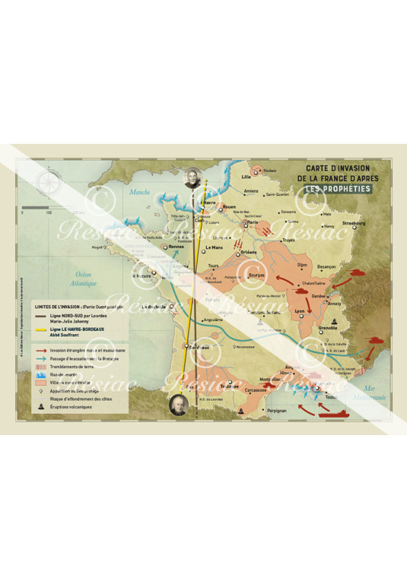 CARTE D'INVASION DE LA FRANCE D'APRES LES PROPHETIES (A5)