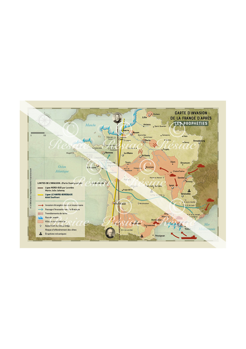 CARTE D'INVASION DE LA FRANCE D'APRES LES PROPHETIES (A5)