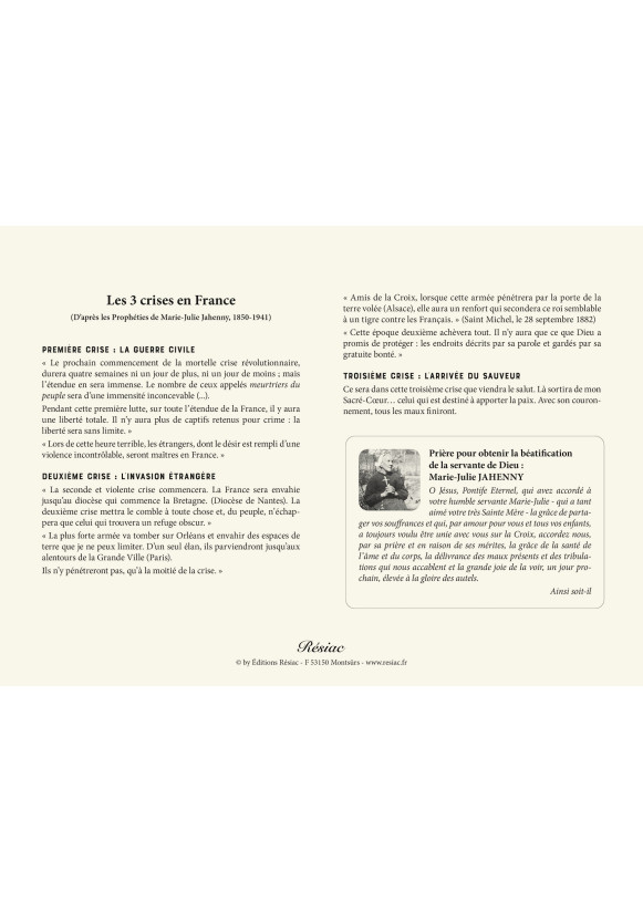 CARTE D'INVASION DE LA FRANCE D'APRES LES PROPHETIES (A4)