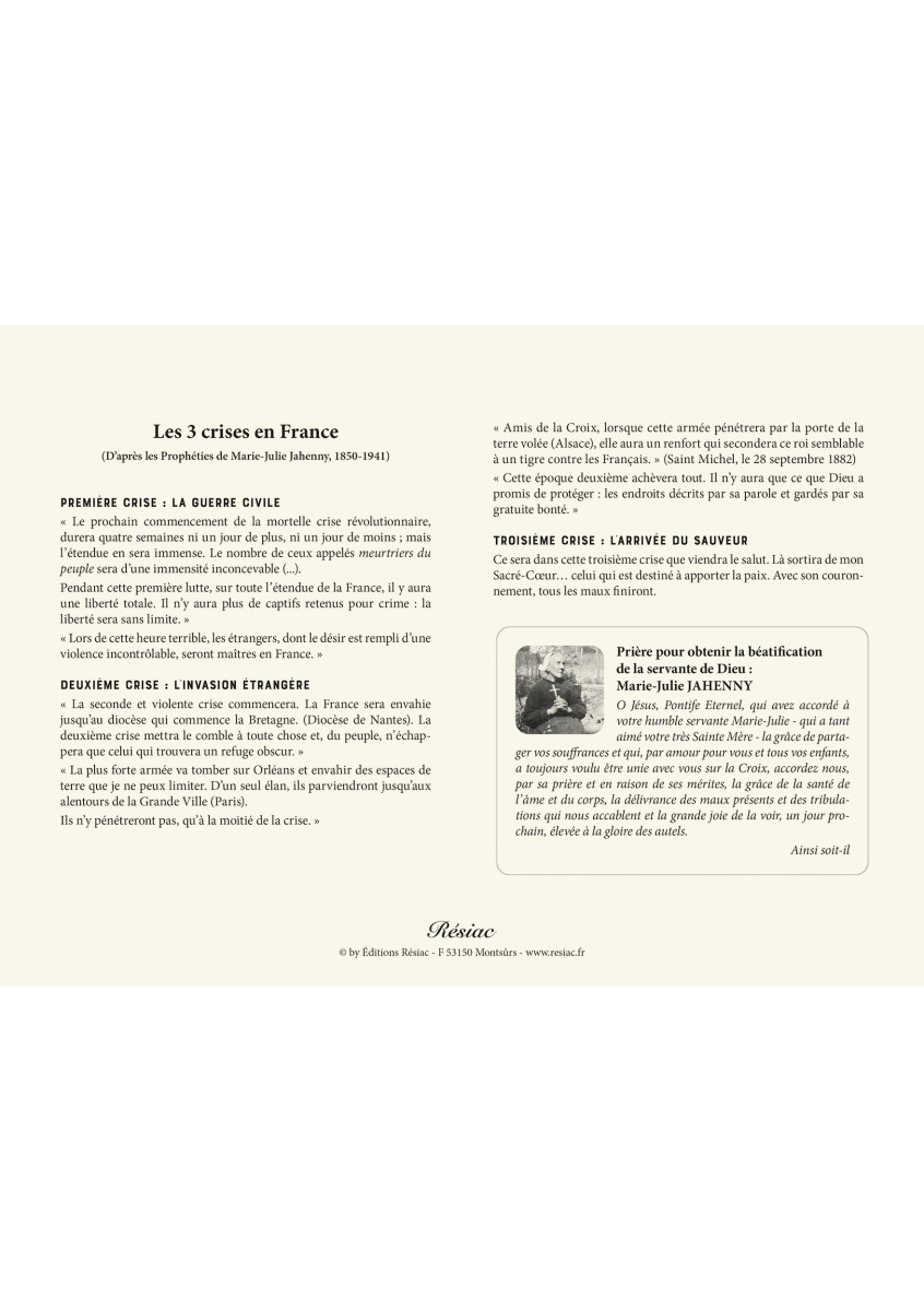 CARTE D'INVASION DE LA FRANCE D'APRES LES PROPHETIES (A4)