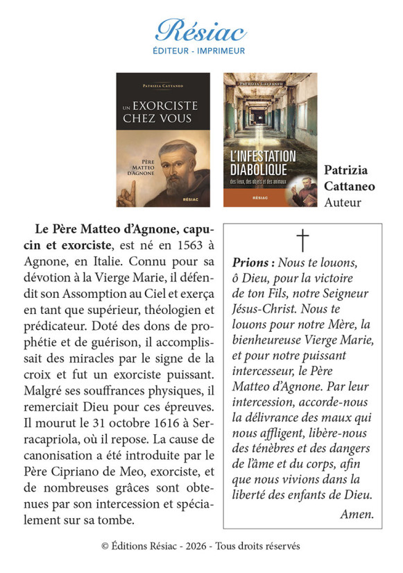 Lot 5 cartes de protection : Père Matteo d'Agnone