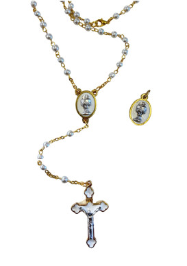 COFFRET COMMUNION AVEC CHAPELET DORÉ