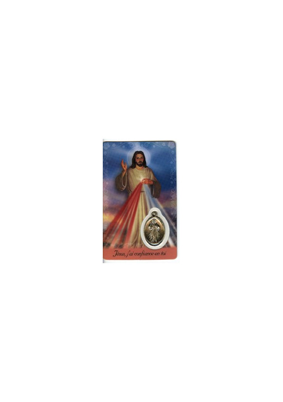 CARTE MEDAIL PLASTIQUE JESUS MISERICORDEUX