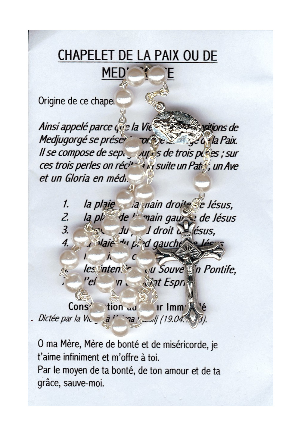 CHAPELET PAIX DE MEDJUGORJE 