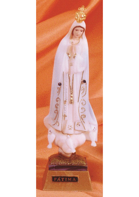 NOTRE DAME DE FATIMA couronnée 17 cm, résine couleurs