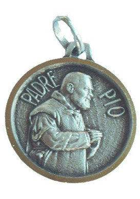 MEDAIL PADRE PIO métal argenté 18 mm