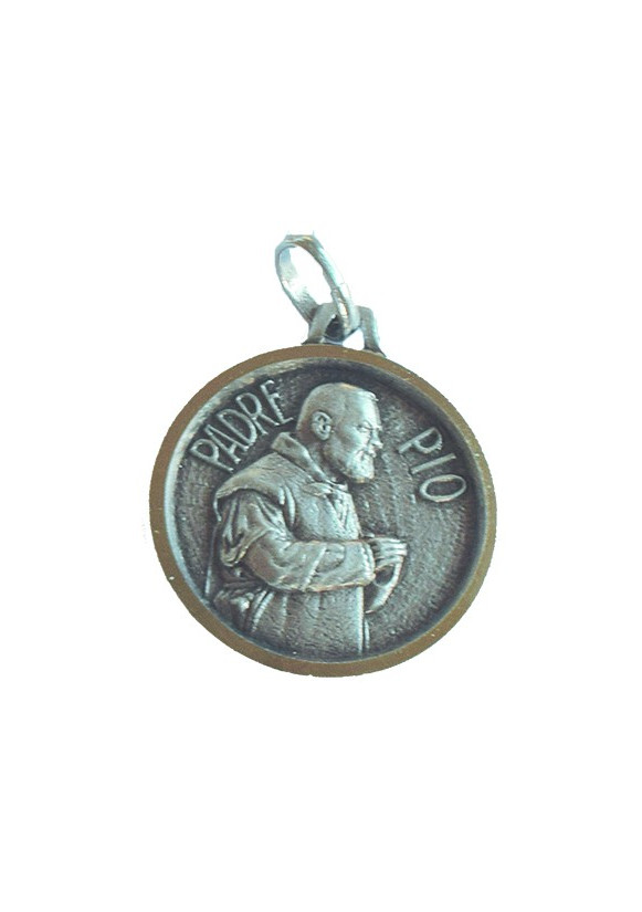 MEDAIL PADRE PIO métal argenté 18 mm