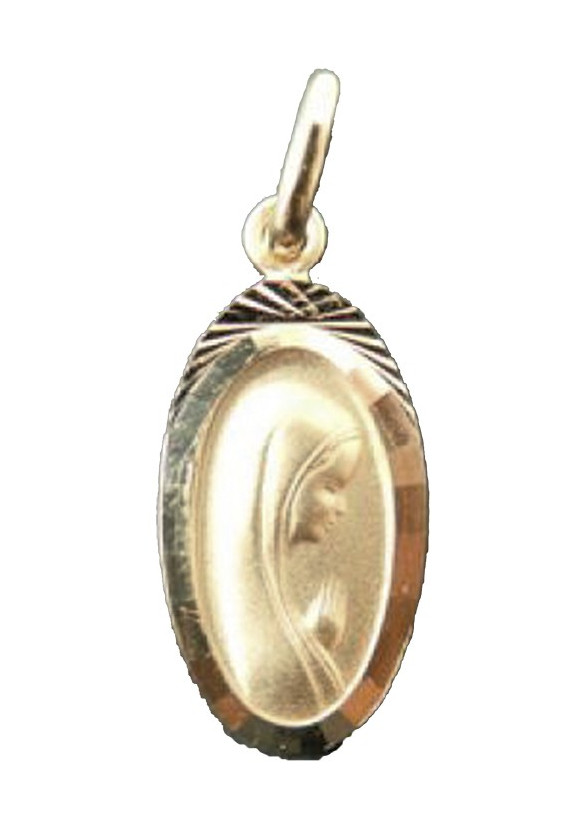 MÉDAILLE VIERGE ovale plaqué or 18 mm